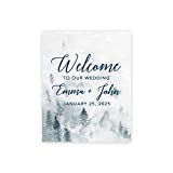 Andaz Press Custom Large Wedding Canvas Guestbook Alternative, 16 x 20 Inches, Winter White Watercolor Forest, Vertical Personalized Sign Our Canvas, Welcome Sign for Fall, Rustic, Woodland Theme