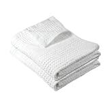 Premium Waffle Weave Hand Towel 2 Pc Set 100% Natural Cotton Highly Absorbent & Quick Drying Lint Free Extra Soft Feel Thin Cloth (White)