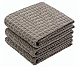 VeraSong Microfiber Waffle Weave Kitchen Towels, Thick Dish Drying Towels, Absorbent Tea Towels Hand Towel Lint Free,16Inch x 24Inch 3 Pack Gray