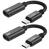 USB C to Micro USB Adapter, KUXIYAN (2 Pack) Type C Female to Micro USB Male Charger Connector Support Charge & Sync Compatible with Samsung Galaxy S7 Edge S6, LG Nexus 5 4 and Micro USB Devices-Black