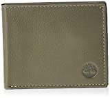 Timberland Men's Leather Wallet with Attached Flip Pocket, Grey (Fine Break), One Size