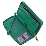 Chelmon Large Capacity Womens Wallet Leather RFID Blocking Purse Credit Card Clutch(CH Green)