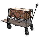 TIMBER RIDGE Folding Double Decker Wagon, Heavy Duty Collapsible Wagon Cart with 54" Lower Decker, All-Terrain Big Wheels for Camping, Sports, Shopping, Garden and Beach, Support Up to 225lbs, Brown