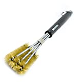 BBQ Butler Brass Grill Brush - Large Triple-Headed Grill Brush - Cleaning Brush - Barbecue Wire Brush - BBQ Tools - BBQ Accessories - Porcelain Grill Brush - Great for All Smoker/Grill Grates