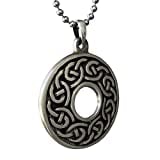 Tribal Jewelry Celtic Knot Shield King Arthur Uther Pendragon Camelot Magic Merlin Knights of the Round Table Pewter Men's Pendant Necklace Protection Amulet Wealth Money Lucky Charm Silver Ball Chain