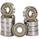 Bonbo 10 Pcs 608ZZ Ball Bearings (8x22x7mm) – Bearing Steel & Double Metal Seal Deep Groove Ball Bearings for Skateboards, Inline Skates, Scooters Etc.