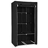 SONGMICS Portable Closet, Clothes Storage Organizer with 6 Shelves, 1 Clothes Hanging Rail, Non-Woven Fabric Closet, Metal Frame, 17.7 x 34.6 x 66.1 Inches, Black URYG84BK