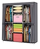 YOUUD Wardrobe Storage Closet Clothes Portable Wardrobe Storage Closet Portable Closet Organizer Portable Closets Wardrobe Closet Organizer Shelf Wardrobe Clothes Organizer Standing Closet Gray