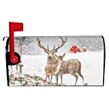 Dujiea Christmas Deer Mailbox Cover Mailbox Wraps, Waterproof Mailbox Covers Magnetic Post Box Cover Standard Size 21"(L) x 18"(W) Garden Yard Outside Farmhouse Home Decor