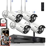 {Dual Antennas for Wi-Fi Enhanced} AI Human Detected 2K 3.0MP Wireless Security Camera System, Surveillance NVR Kits with 2TB Hard Drive, 4Pcs Outdoor WiFi Security Cameras, with Audio, Night Vision