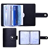 Slim Minimalist Mini Case Holder Organizer Wallet, Soft PU Leather Credit Card Holder with 26 Card Slots, for Men and Women's (Black)