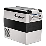 COSTWAY Car Refrigerator, 55-Quart Portable Compressor Freezer, -4Â°F to 50Â°F, Dual-Zone Electric Car Cooler with 3 Levels, LCD Display, Shockproof Design, RV Travel Fridge for Home, Camping (Gray)