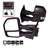 AERDM New F150 Towing Mirrors fit 2015-2018 with Auxiliary/Puddle Lights Signal Indicator and Linear arrow light Power Operation Heated Black Housing with 22pin to 8pin adapter