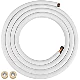 VEVOR Mini Split Copper Line Set 49.2ft Length, Copper Pipes for Mini Split Air Conditioner 3/8" & 5/8" OD Flared Copper Lines White Mini Split Line Set for Heat Pump System Line Set for 24000 BTU