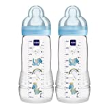 MAM Easy Active Baby Bottle 11oz, Easy Switch Between Breast and Bottle, Easy to Clean, 4+ Months, Boy,(Pack of 2)