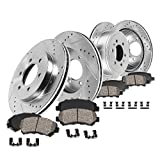 Callahan CDS02409 FRONT 350mm + REAR 348mm D/S 6 Lug [4] Rotors + Ceramic Brake Pads + Clips [ fits 2012 2013 2014 2015 2016 2017 Ford F150 | Raptor 4WD | SSV ]