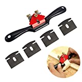 Anndason Adjustable SpokeShave with Flat Base and Metal Blade Wood Working Wood Craft Hand Tool with 4 PCS Planer Blade