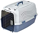 Amazon Basics 2-Door Top Load Hard Sided Dog and Cat Kennel Travel Carrier, 23-Inch, Gray & Blue