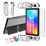 Teyomi Dockable Case Compatible with Nintendo Switch OLED Model 2021, Soft TPU Joy-Con Cover and Hard PC Protective Case Cover with 6pcs Silicone Thumb Grip Caps, Switch OLED Case Protector, (Clear)