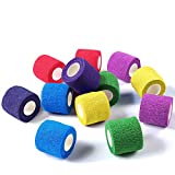 WePet Vet Wrap, Vet Tape Bulk Self-Adherent Gauze Rolls Non-Woven Cohesive Bandage First Aid for Dogs Cats Horses Birds Animals Strong Sports Tape 2 Inch x 12 Rolls (6 Colors)