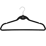 Yaheetech Cascading Non Slip Velvet Hangers - Heavy Duty - Suit Hangers Space Saving Clothes Hangers 360° Swivel Hook, Black - Pack of 100