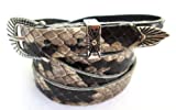 Western Hatband Black & White Genuine Python Snake Skin with 3 Pc Buckle Set
