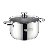 Stock Pot with Lids,DERUI CREATION 4 Quart Food Grade SUS 304 Stainless Steel Stockpots for Cooking Dishwasher Safe Soup Pots(22CM)