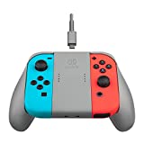 PDP Nintendo Switch JoyCon Grip with Charger, Joy-Con Ergonomic Comfort Nintendo Switch Controller Grip, JoyCon Trigger extensions and Battery indicators, Full Size Plus (Red/Blue)