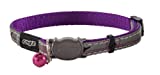 Rogz Reflective Cat Collar with Breakaway Clip and Removable Bell, Fully Adjustable to fit Most Breeds, Purple Bird Design