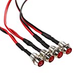 Qiilu 4Pcs 12V 8mm LED Indicator Light Panel Pilot Dash Warning Light Car Van Trucks Boat (Red)