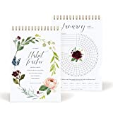 Bliss Collections Habit Tracker Calendar Notepad, Gold Spiral Bound Botanical Floral Journal to track progress and reach your goals - Undated 12 month Journal