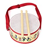 FREAHAP R Kids Drum Wood Toy Drum Set with Carry Strap Stick for Kids Toddlers Gift Red 8x4in