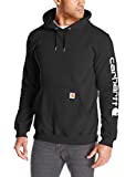 Carhartt Men's Midweight Sleeve Logo Hooded Sweatshirt (Regular and Big & Tall Sizes), Black, X-Large Tall