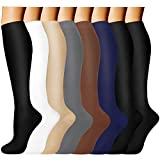 8 Pairs Compression Socks Women & Men -Best Medical,Nursing,Travel & Flight Socks-Running & Fitness，Pregnancy-15-20mmHg (L/XL, Assorted 2)