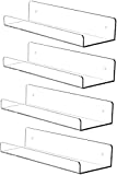 Cq acrylic 15" Invisible Acrylic Floating Wall Ledge Shelf, Wall Mounted Nursery Kids Bookshelf, Invisible Spice Rack, Clear 5MM Thick Bathroom Storage Shelves Display Organizer, 15" L,Set of 4