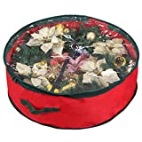 Primode Christmas Wreath Storage Bag 36" | Garland Wreaths Container with Clear Window for Easy Holiday Storage | Durable 600D Oxford Material (Red)
