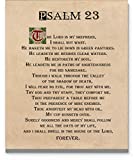 Psalm 23 Wall Art, 11"x14" Ready to Frame Print – Parchment Style Biblical Quote Art Wall Decor of 23rd Psalm for Home, Ideal for Spiritual or Religious People
