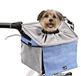 Pecute Dog Basket for Bike, Multifunctional Dog Bike Basket with Breathable Mesh, Large Side Pockets, Comfy Cushion, Dog Bike Carrier for Small Dogs Puppies Cats Pets, Hold Up to 13lbs