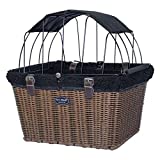 Travelin K9 Pet-Pilot MAX Wicker Bike Basket for Dogs/Cats - Includes Wire Cage Top w/ Sun Shade + plush removable padded liner
