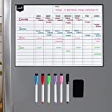 Magnetic Dry Erase Chore Chart for Multiple Kids and Adults: Fridge 17x12" - Includes 6 Whiteboard Markers and Eraser with Magnets - Daily Responsibility Rewards White Board for Toddlers, Teenagers