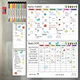 Dry Erase Calendar for Fridge, Magnetic Dry Erase Whiteboard Sheets for Monthly ,Magnetic Dry Erase Chore Chart and Calendar Bundle for Fridge, Refrigerator White Board Chores Chart for Kids