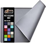 Gorilla Grip 100% Waterproof Raised Edge BPA Free Silicone Pet Feeding Mat, Dog Cat Food Mats Contain Spills Protects Floors, Placemats for Cat and Dog Water Bowl, Pets Accessories 18.5x11.5 Gray