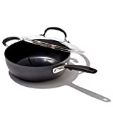 OXO Good Grips 3QT Chef's Pan with Lid and Helper Handle, 3-Layered German Engineered Nonstick Coating, Stainless Steel Handle with Nonslip Silicone, Black