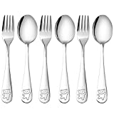 6 Pieces Kids Silverware Stainless Steel Children's Safe Flatware Toddler Fork and Spoon Set Child and Baby Utensils Metal Cutlery Set,3 x Safe Forks,3 x Children Tablespoons