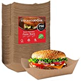 Paper Food Boats (250 Pack) Disposable Brown Tray 3 Lb - Eco Friendly Brown Paper Food Trays 5" x 3" – Serving Boats for Concession Stand Food