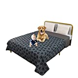 TTLUCKY Waterproof Dog Blanket with Paw Pattern Design Reusable Pet Blanket for Bed, Reversible Dog Bed Cover Washable for Kids Pet