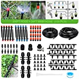 MIXC 226FT Greenhouse Micro Drip Irrigation Kit Automatic Irrigation System Patio Misting Plant Watering System with 1/4 inch 1/2 inch Blank Distribution Tubing Hose Adjustable Nozzle Emitters Sprinkler Barbed Fittings