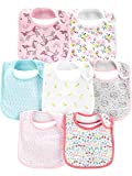Simple Joys by Carter's Baby Girls' Teething Bibs, Pack of 7, White/Pink/Teal Blue, Floral, One Size