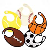 Waterproof Baby Boy Sports Bibs,Triple Layer-Cotton Front,Plastic Liner,Polyester Fleece Back,Highly Absorbent Drooling Burp Cloths for Boys Girls(5bibs)