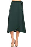 Solid Print Casual Comfy Elastic A-line Knee Midi Skirt/Made in USA Hunter Green 3XL